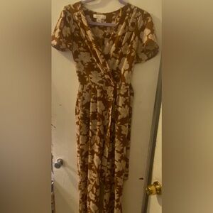 A floral jumper suit